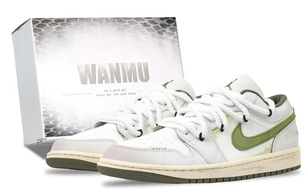 Jordan Air Jordan 1 Yunye Abrasion Resistant Low Top Vintage Basketball Shoes Women's White Gray