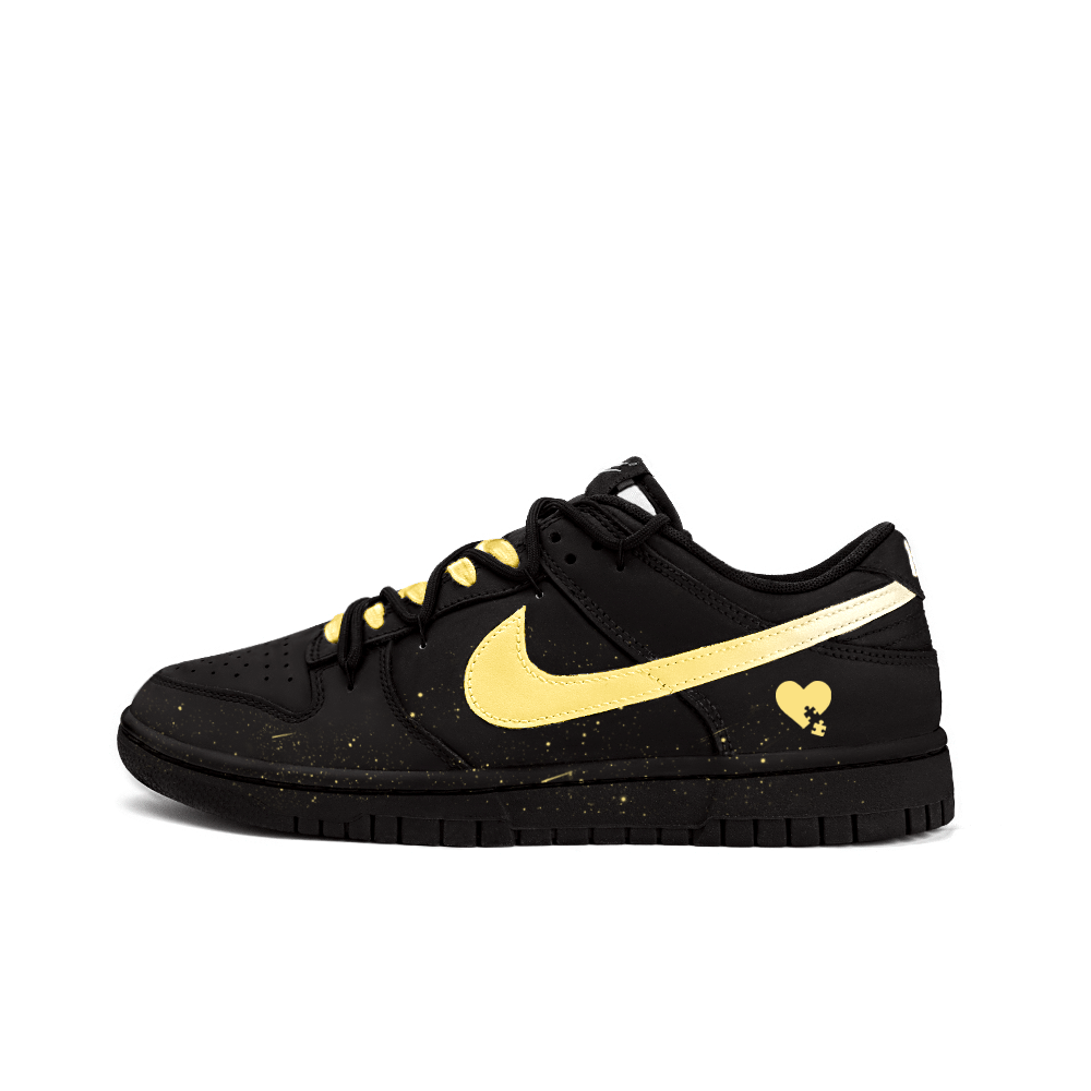 Nike Dunk Anti-Slip Wear-Resistant Low-Top Skateboard Shoes Unisex Black Yellow