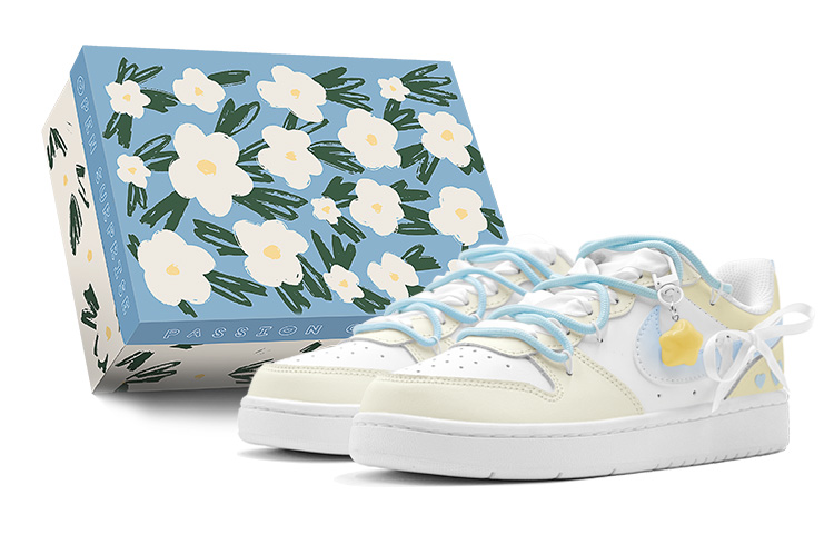 Nike Court Borough 520 Treats Treasure Girl Starry Love Low-Top Skateboard Shoes Women's Yellow