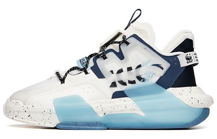 WWF Anta Bastard 3.0 Anti-Slip And Wear-Resistant Lightweight Mid-Top Skateboard Shoes White Blue