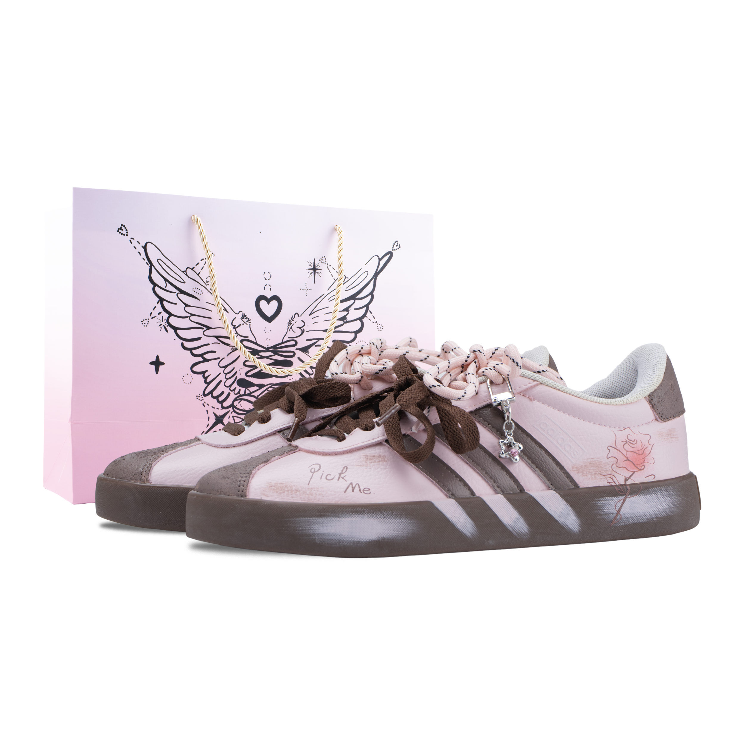 Adidas VL COURT 3.0 Cute Berry Hazelnut Slip Resistant Abrasion Resistant Low top Skateboard Shoes Women's Brown Pink