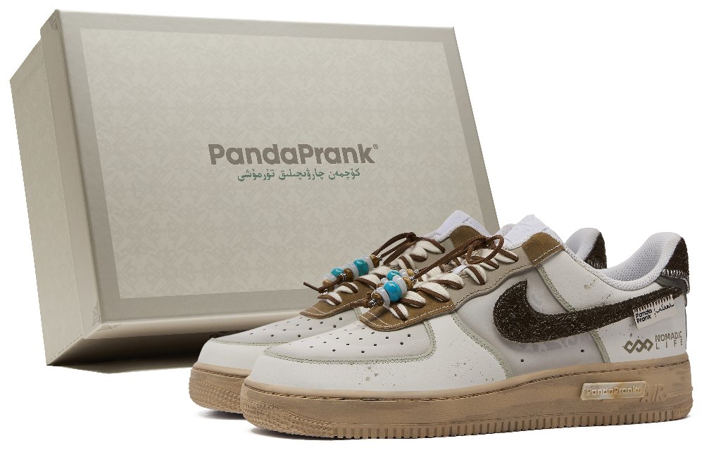 Nike Air Force 1 Anti-Slip Wear-Resistant Low-Top Skateboard Shoes Unisex White Brown