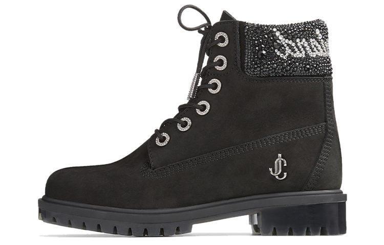 Timberland X Jimmy Choo 6" Boots Black Crystal Collar