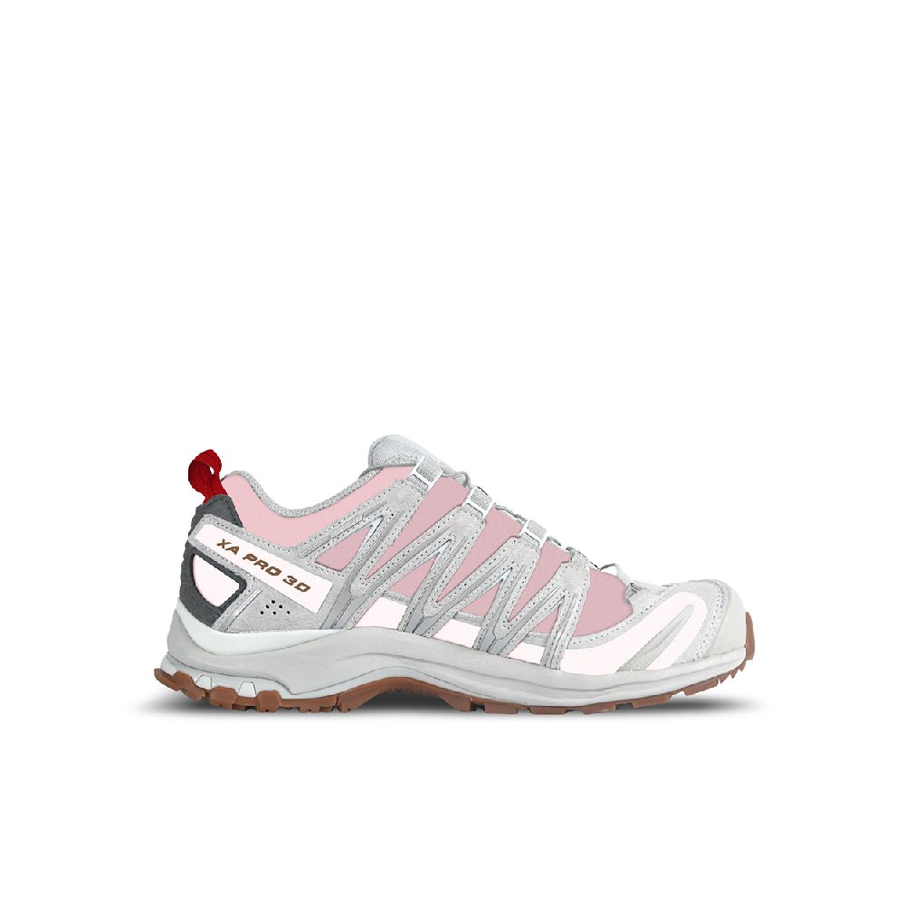 SALOMON XA Pro 3D Suede Anti Slip Wear Resistant Low Top Outdoor Shoes Unisex Pink White
