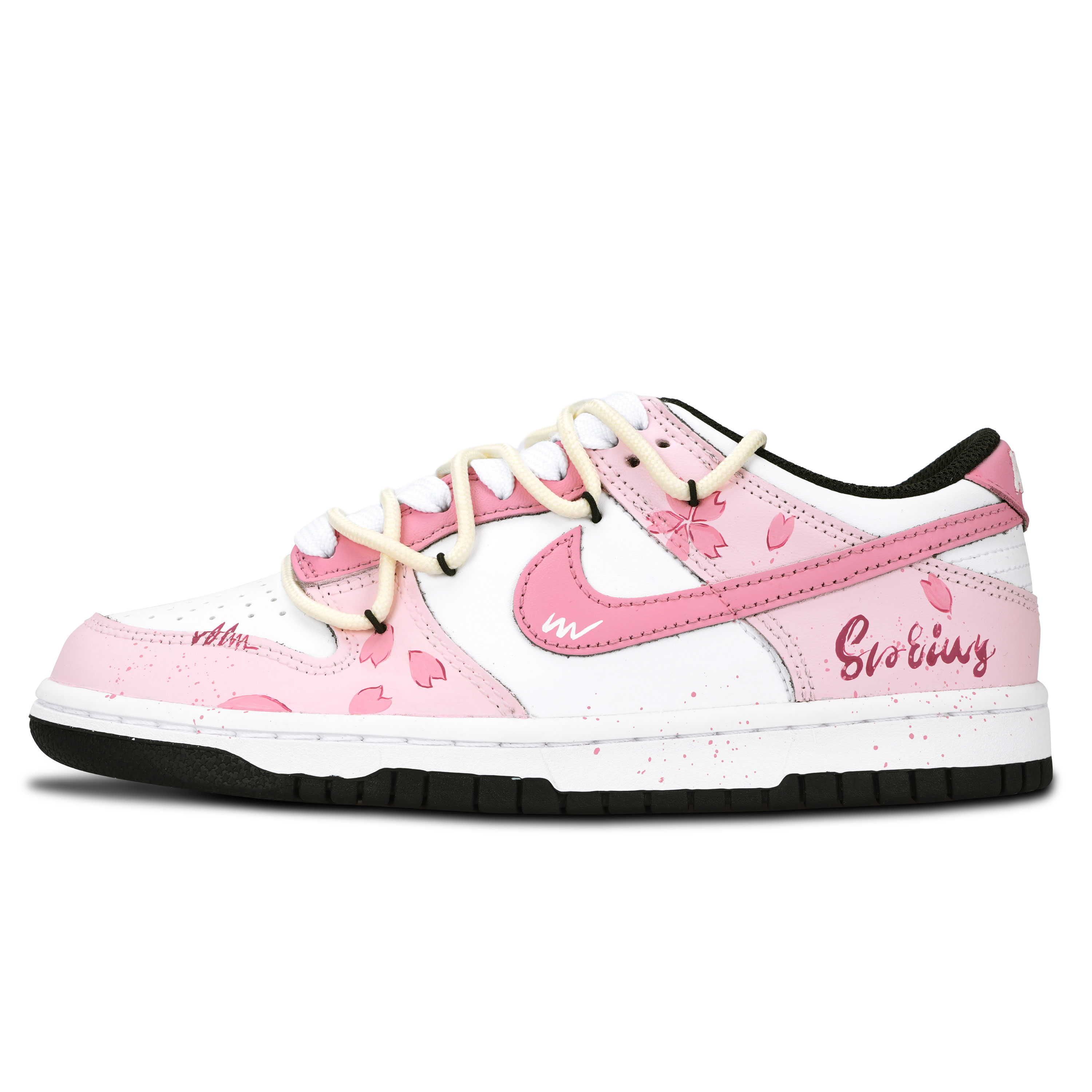 Nike Dunk Black White, Spring Cherry Blossom Abrasion Resistant Low top Skateboard Shoes Unisex Pink