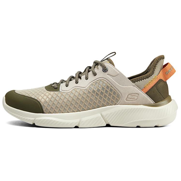 Skechers Cushioning Wear-Resistant Breathable Coverage Support Rebound Mid-Top Casual Shoes Men's Gray Green