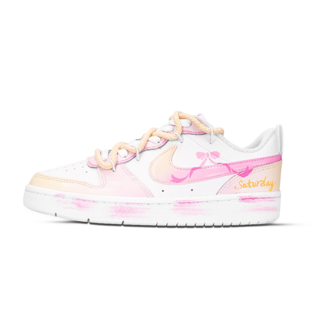 Nike Court Borough Dreamy Pastoral Abrasion Resistant Low Top Skateboard Shoes Unisex Yellow Pink White