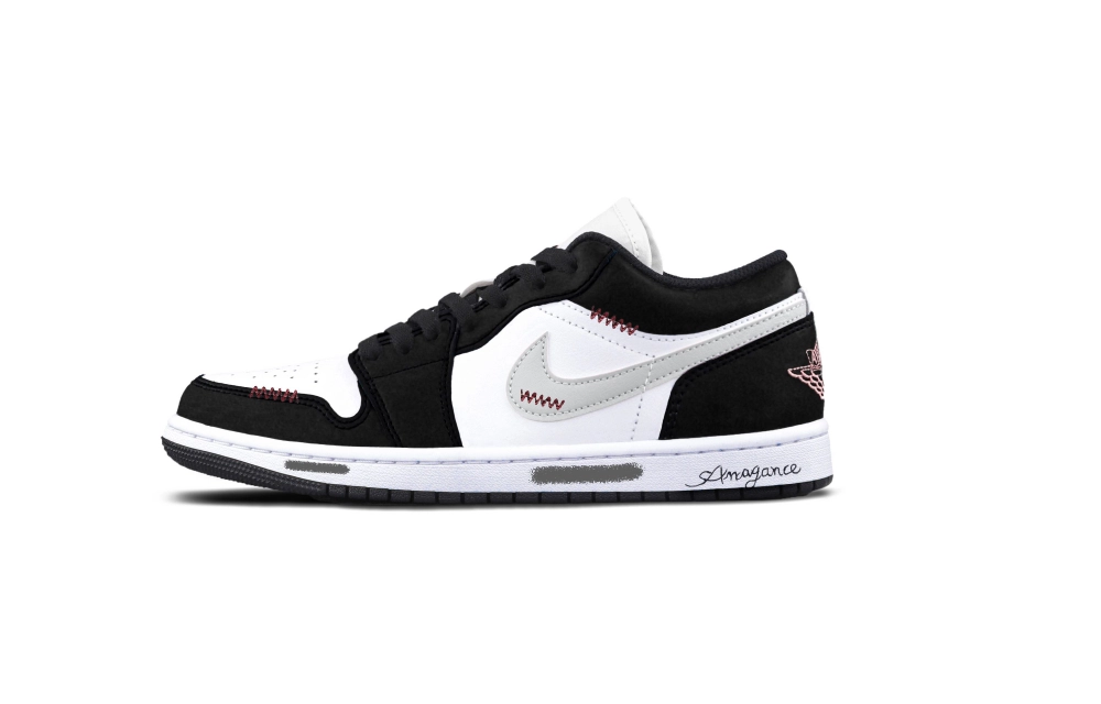 Jordan Air Jordan 1 Shadow Gray Cushioning, Wear Resistant Low top Vintage Basketball Shoes Unisex Black White Gray