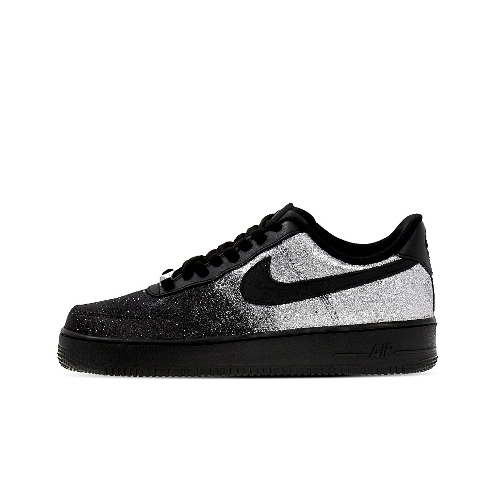 Nike Air Force 1 Height Increasing Low Top Skateboard Shoes Unisex Black Silver