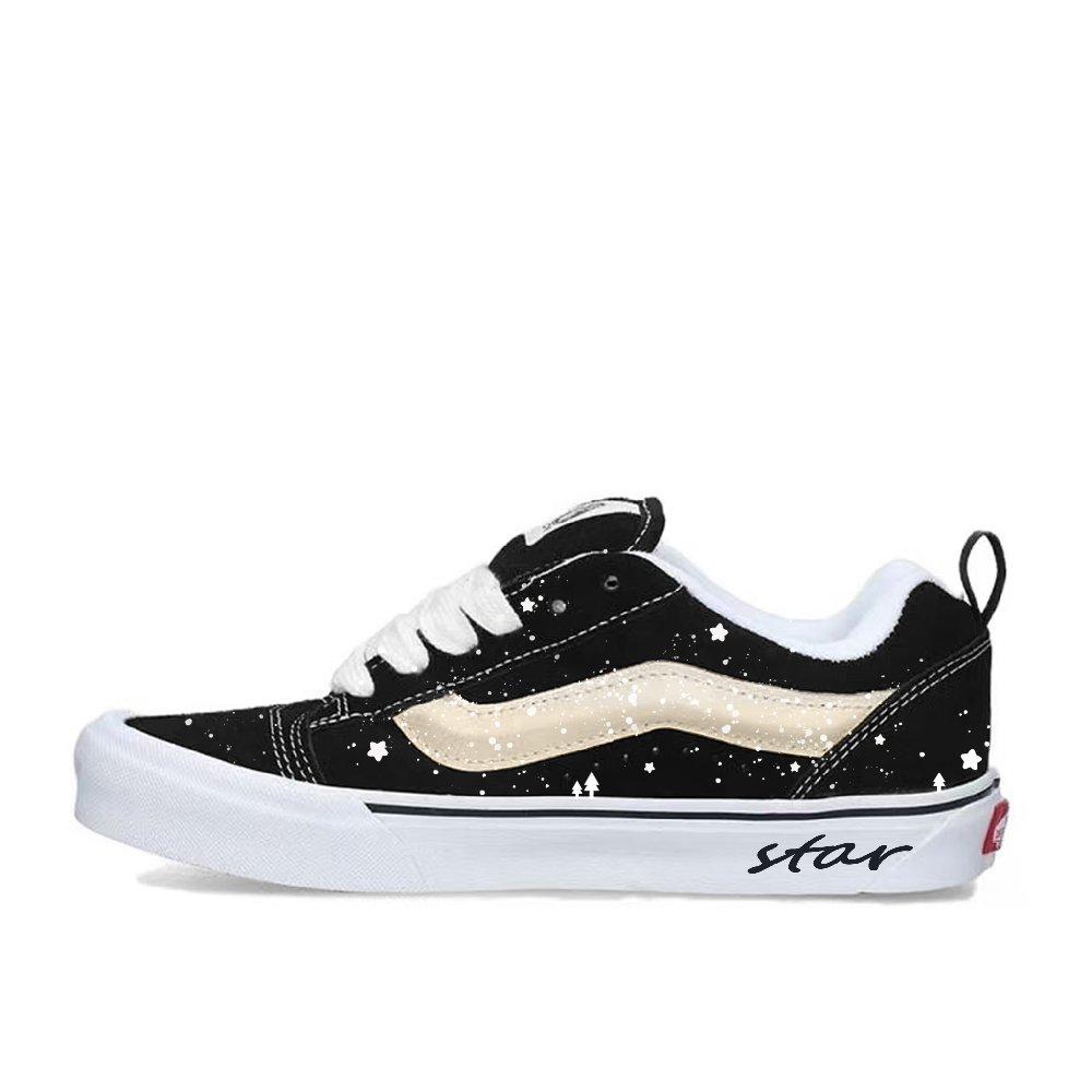 Vans Knu Skool Coverage Slip Resistant And Abrasion Resistant Low Top Skateboard Shoes Unisex Black White
