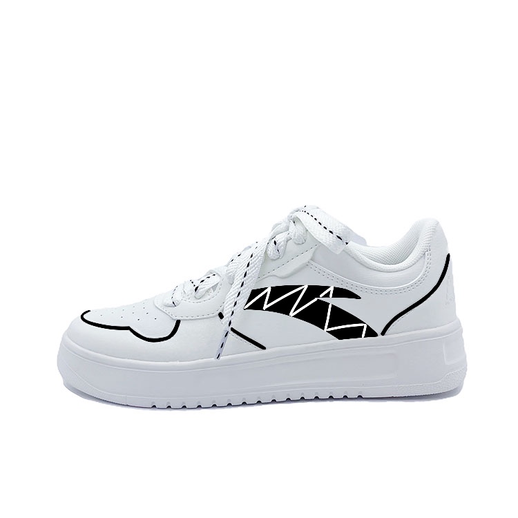 Anta Relaxed Anti Slip Wear Resistant Low Top Skateboard Shoes Unisex Black White