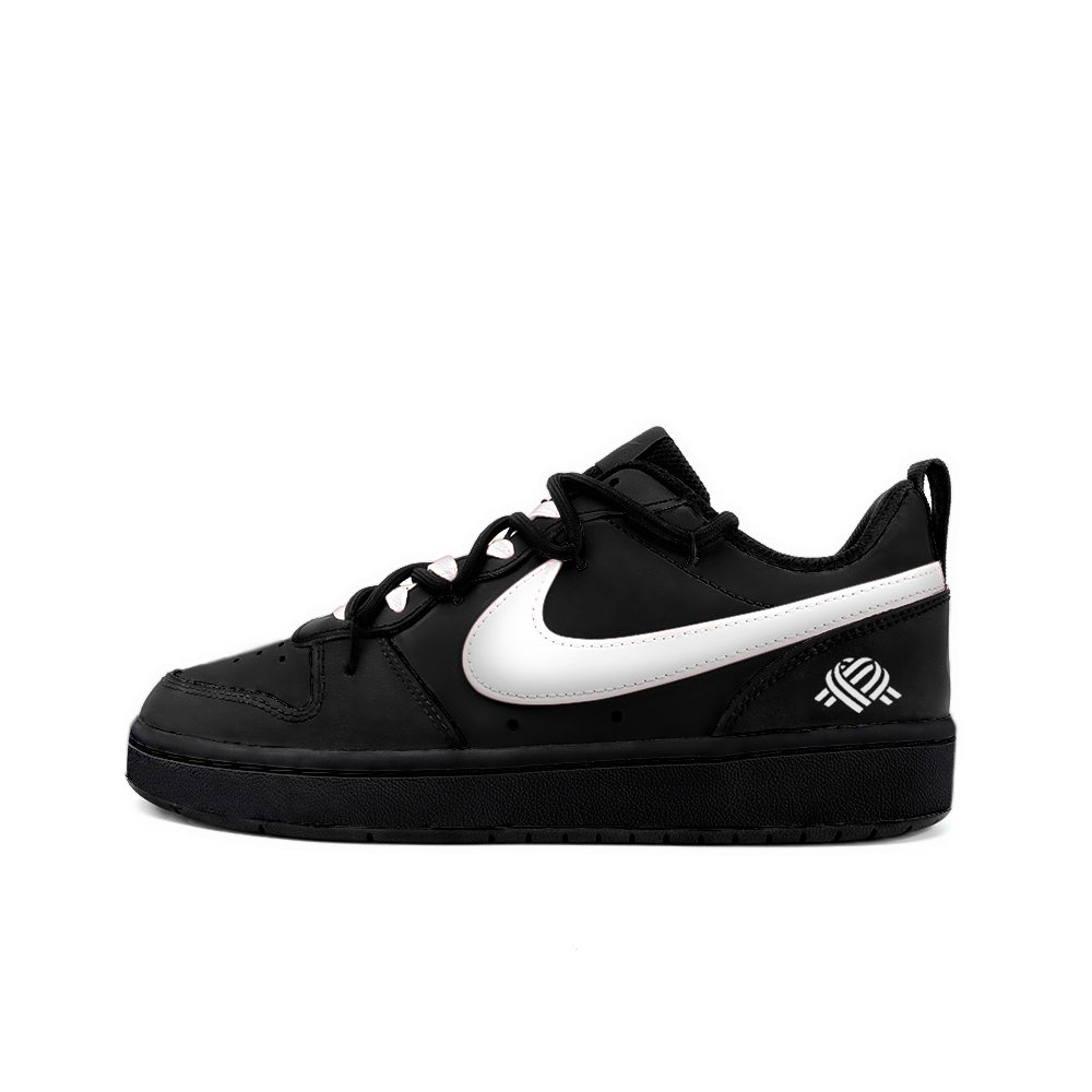 Nike Court Borough Late Pear, Amber Non slip Lightweight Low Top Skateboard Shoes Women's Black White