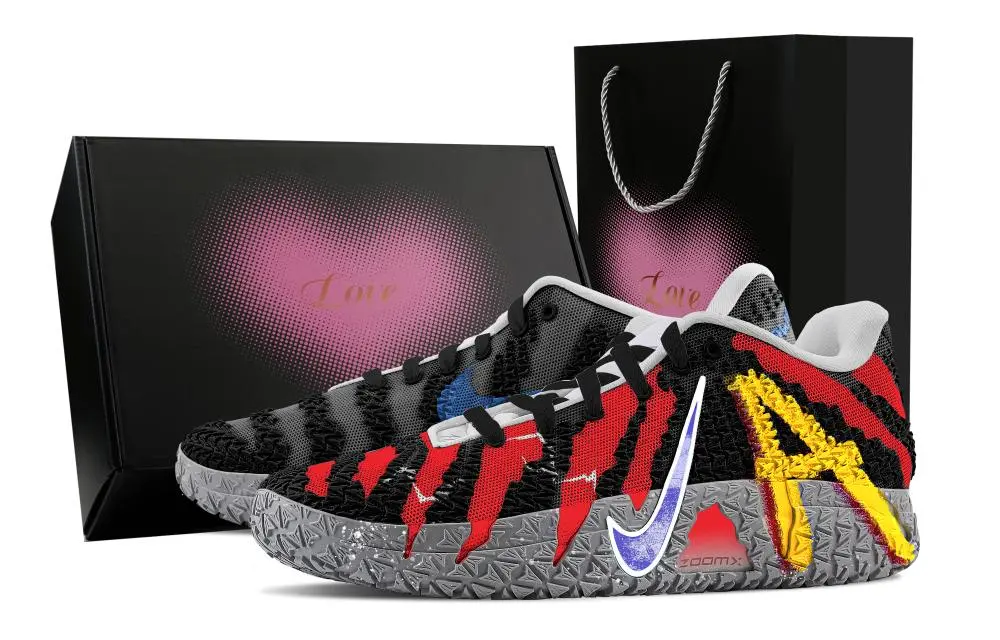 Nike Ja Morant 3 Lightning, Heart Box Abrasion Resistant Low top Basketball Shoes Unisex Black Red