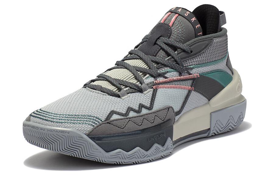 361° Burning Battle 2.0 Basketball Shoes Men Mid Top Cold Mist Gray/Shade 1 Gray/Blue