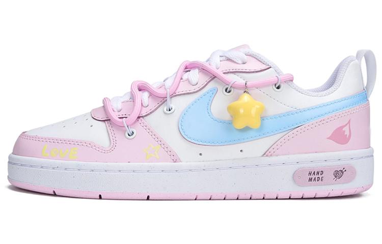 Nike Court Borough Low Low-Top Skateboard Shoes Women's Yellow Pink Blue