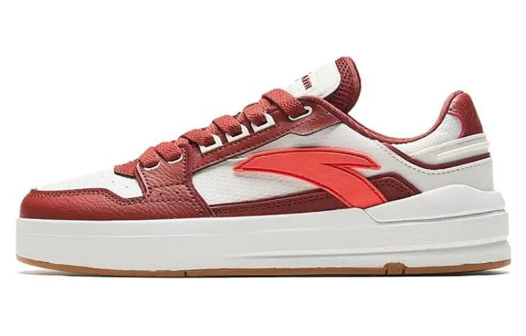Anta Street Play LITE Slip Resistant Shock Absorbers Low top Skateboard Shoes Women's Red White