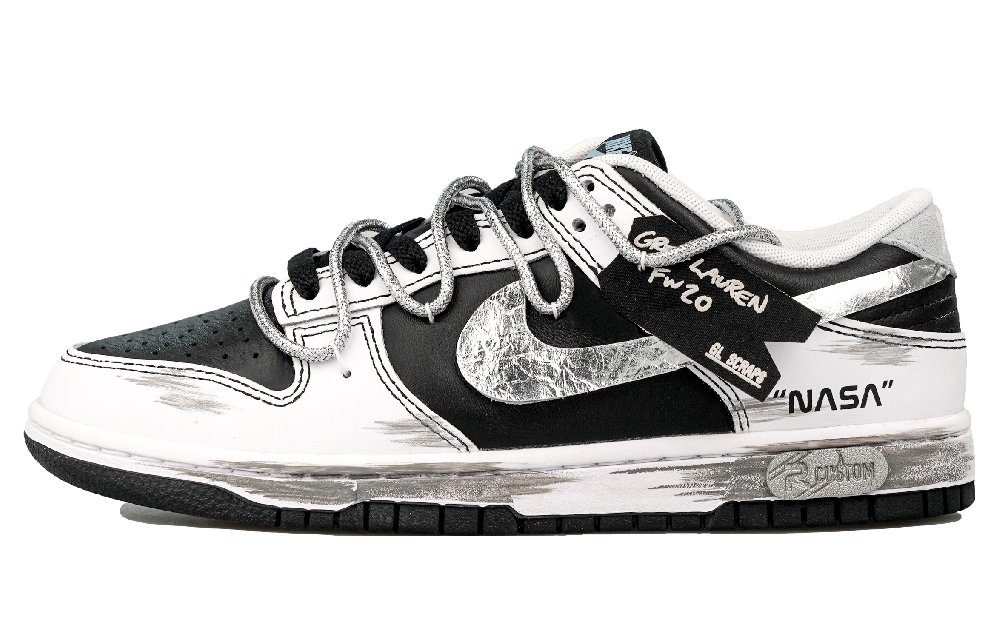 Nike Dunk RISK The Dark Side Of The Moon Anti Slip Wear Resistant Low Top Skateboard Shoes Unisex Black White