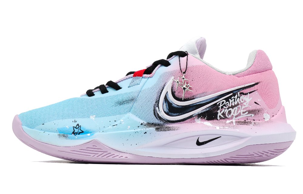 Nike Precision 6 Starry Cushioning Anti-Slip Wear-Resistant Breathability Low-Top Basketball Shoes Unisex Pink Blue