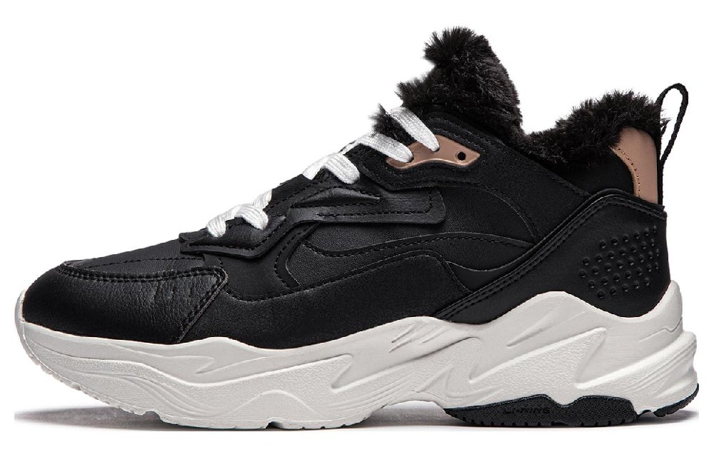 LiNing Defender Warm Mid-Top Running Shoes Women's Black White