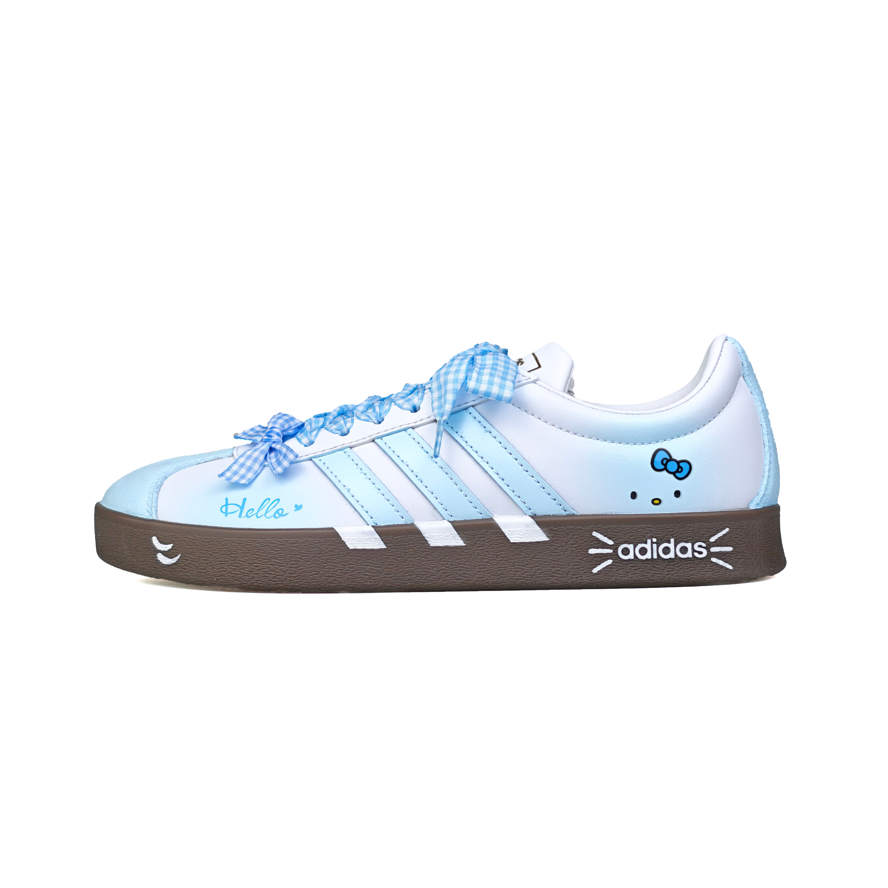 Adidas Vl Court Classic Little Blue Meow Wear resistant And Lightweight Skateboard Shoes Unisex Blue White