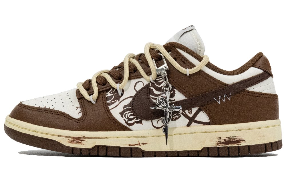 Nike Dunk Dried Rose Abrasion Resistant Low Top Skateboard Shoes Unisex Dark Brown