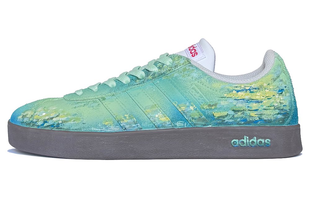 Adidas VL COURT 2.0 Moon Mail, Impression Water Lily Abrasion Resistant Low Top Skateboard Shoes Unisex Yellow Green