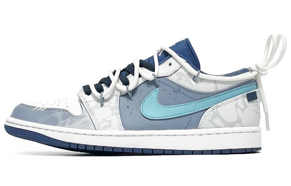 Jordan 1 Aurora Rift Abrasion Resistant Low Top Vintage Basketball Shoes Men's Light Blue