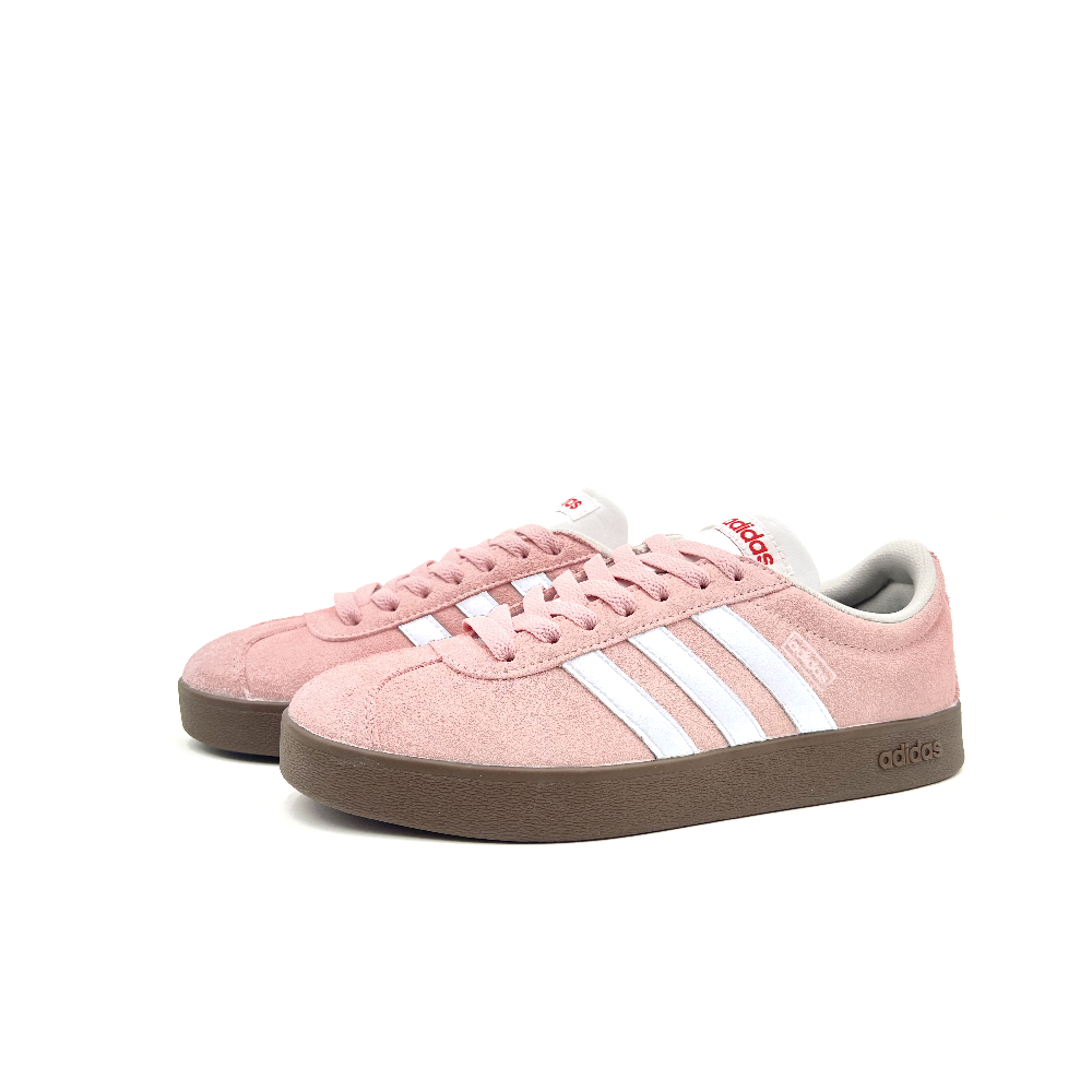 Adidas Neo VL Court 2.0 Peach Pink 2 Slip Resistant Low Top Skateboard Shoes Unisex Pink White