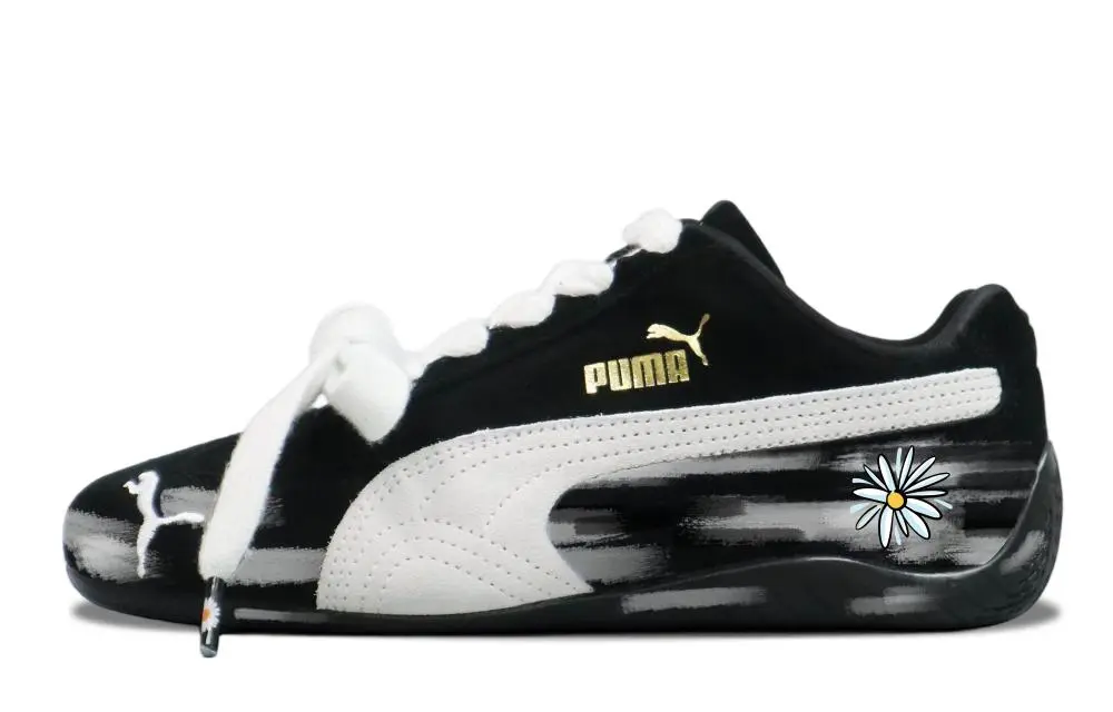 PUMA Speedcat Collection Abrasion Resistant Low Top Casual Shoes Unisex Black White