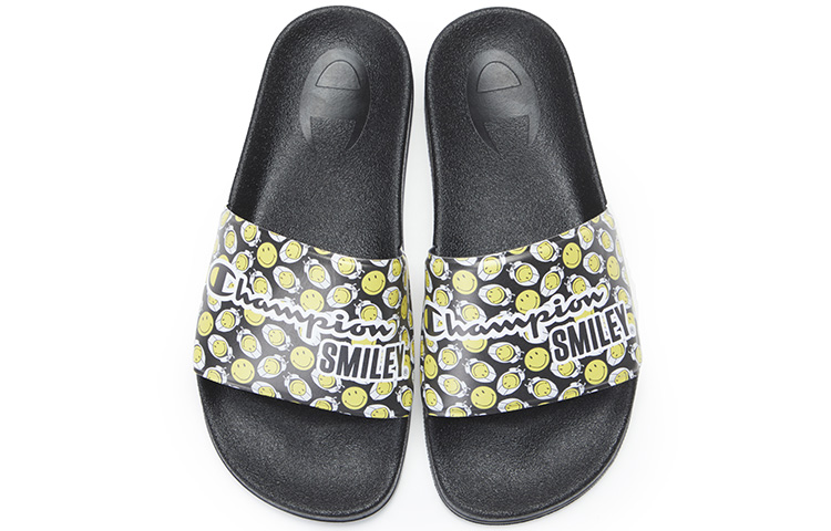 Smiley X Champion Slide Slippers Unisex Black купить в интернет-магазине Yoocart с быстрой доставкой по России.