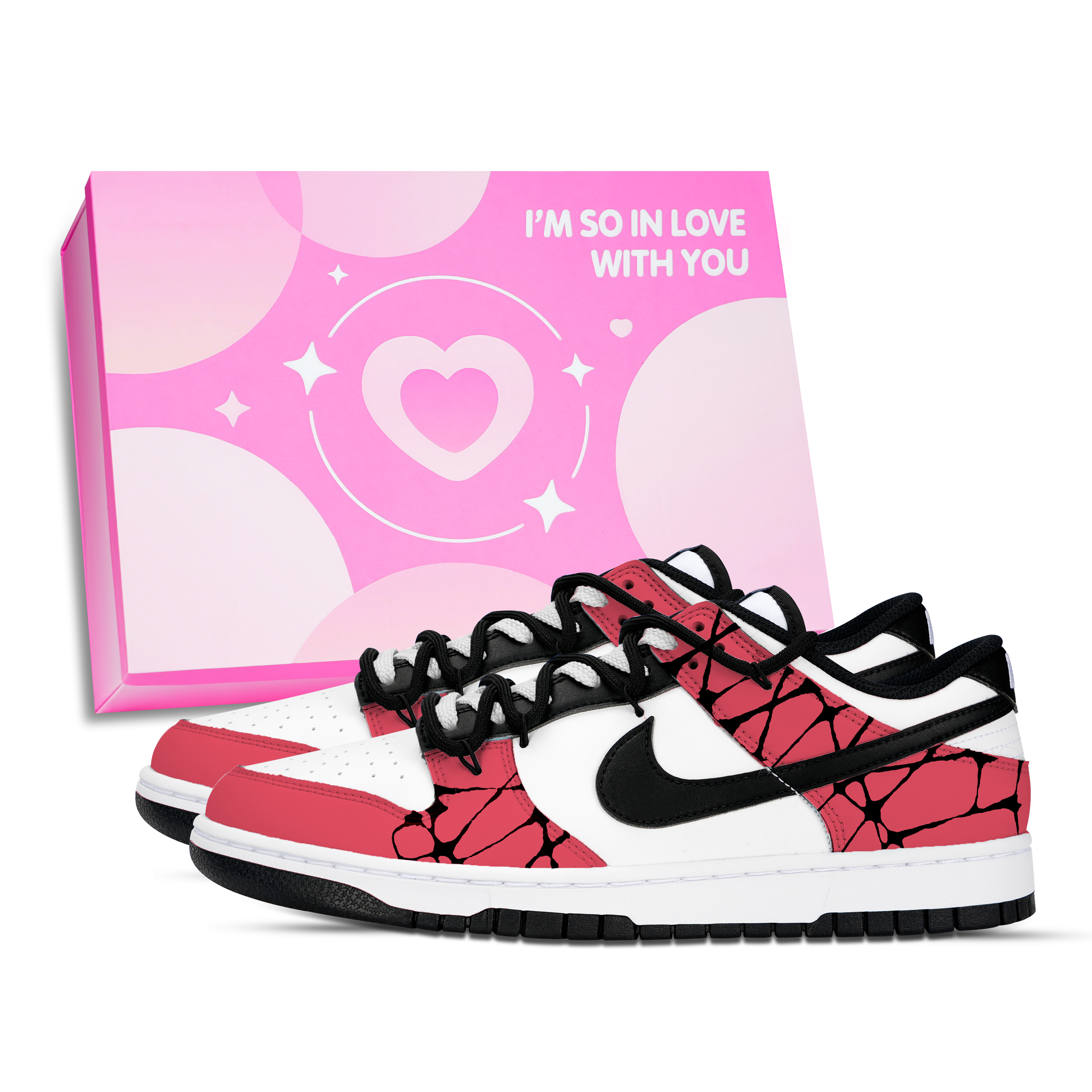 Nike Dunk Knit Yarn Shadow Slip Resistant Abrasion Resistant Low top Skateboard Shoes Unisex Black Red White