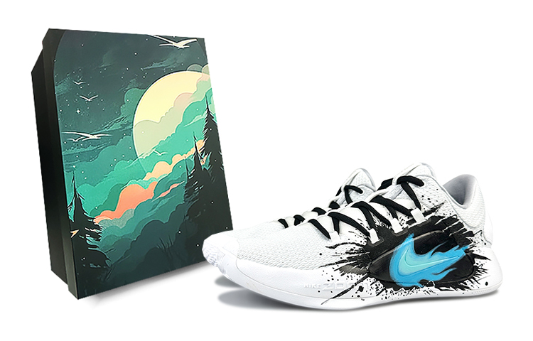 Nike Hyperdunk X Cushioned Slip-Resistant Low-Top Basketball Shoes Men's Black White Blue