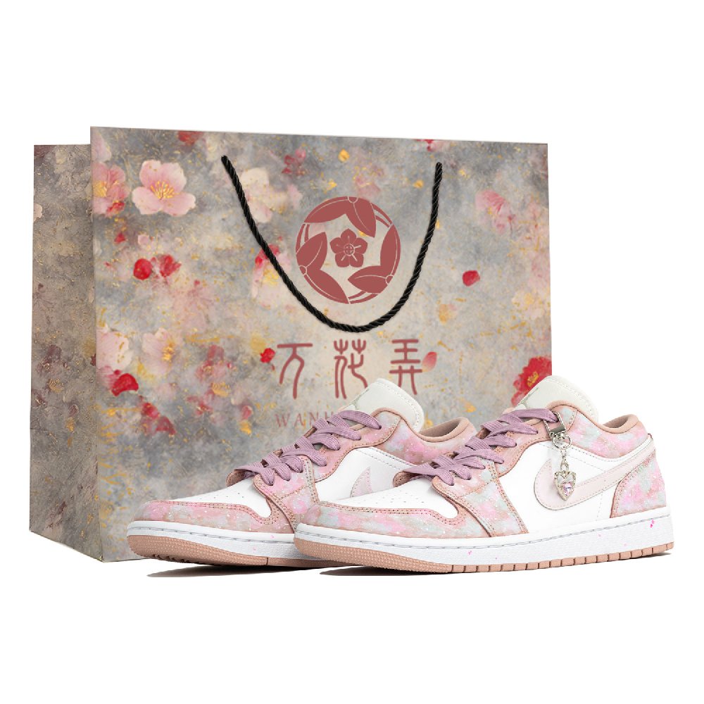 Jordan Air Jordan 1 Abrasion Resistant Low top Vintage Basketball Shoes Unisex White Pink