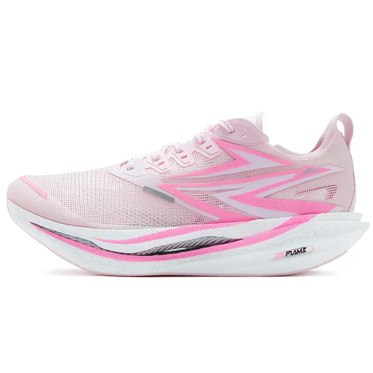361° Cushioning Abrasion Resistant Breathable Rebound Low top Carbon Plate Racing Running Shoes Unisex White Neon Pink