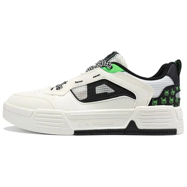 361° Slip Resistant Quick Dry Abrasion Resistant Low Top Skateboard Shoes Men's White Black