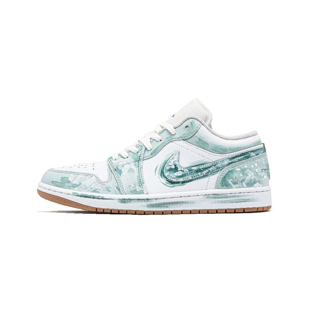 Jordan Air Jordan 1 Cool Play Koala, Celadon Jade Abrasion Resistant Low Top Vintage Basketball Shoes Men's White Green