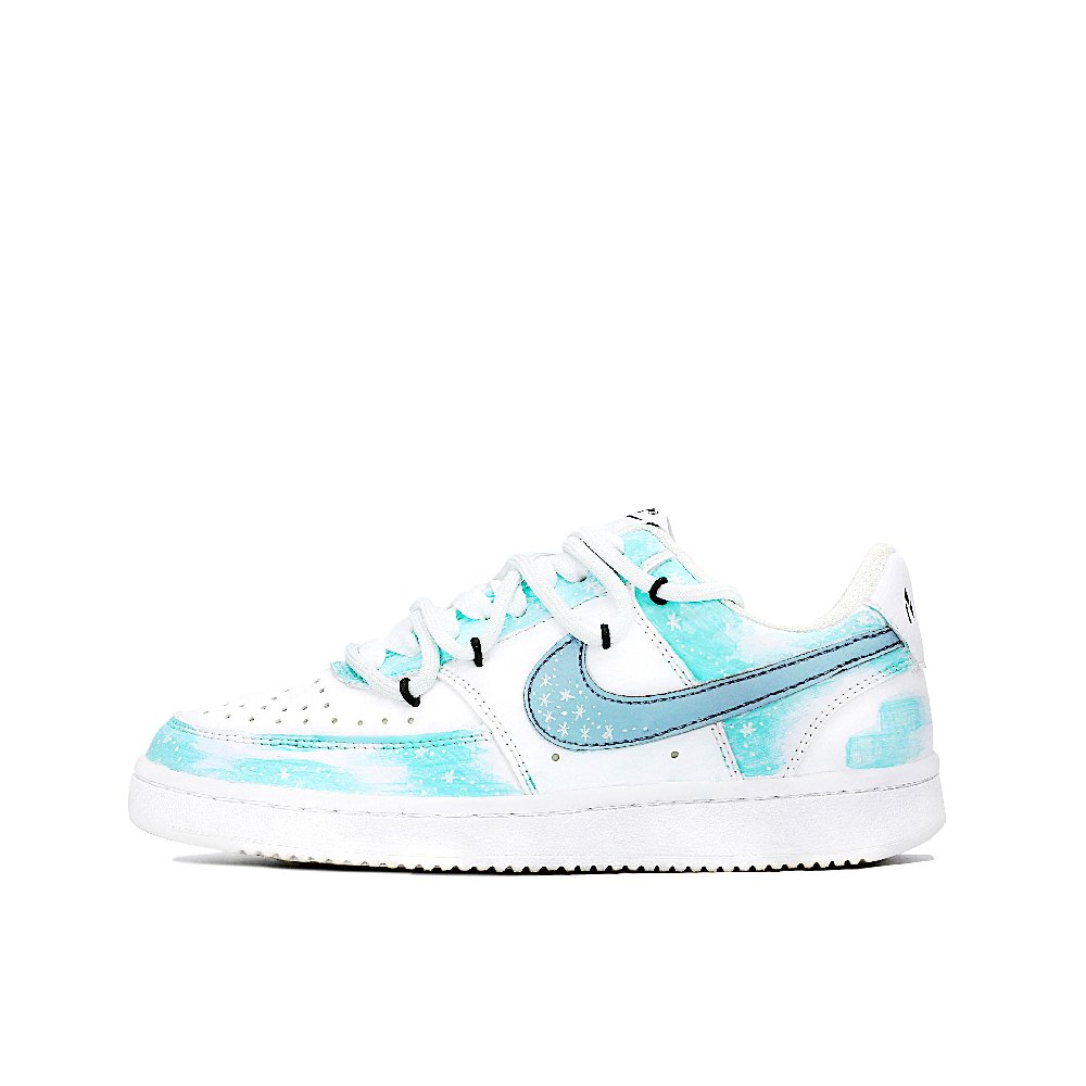 Nike Court Vision 1 Anti-Slip Wear-Resistant Lightweight Breathable Low-Top Skateboard Shoes Unisex Light Cyan