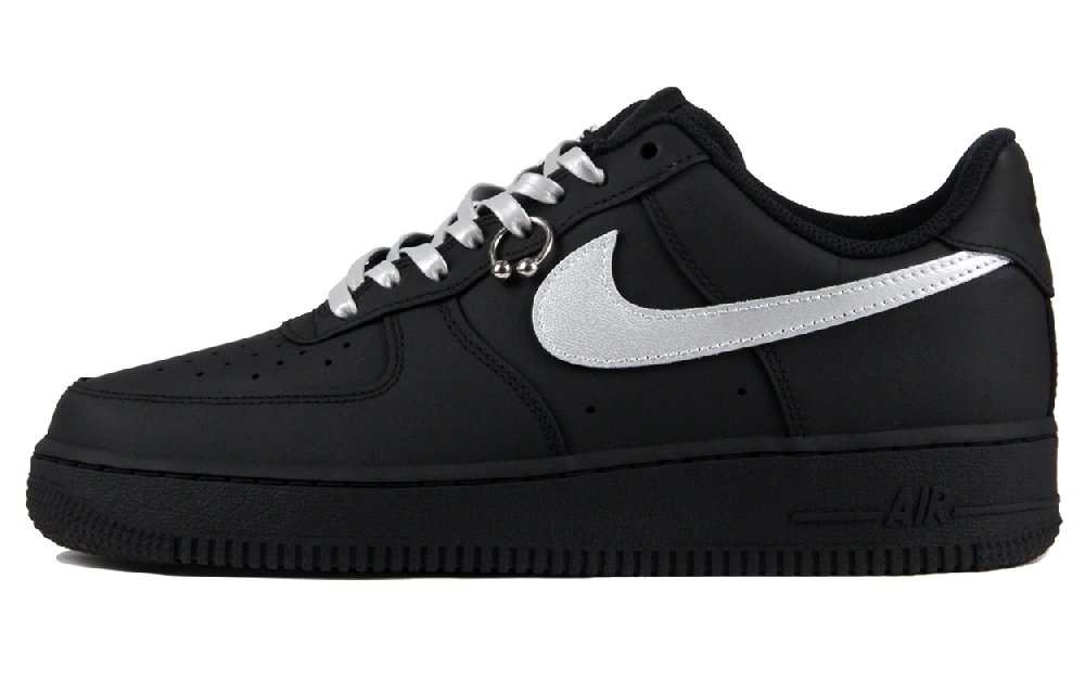 Nike Air Force 1 Coverage Low-Top Skateboard Shoes Unisex Matte Black Silver