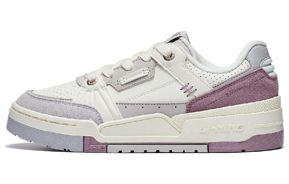 LiNing Journey 1.5 Anti-Slip Wear-Resistant Low-Top Skateboard Shoes Women's White Gray Purple