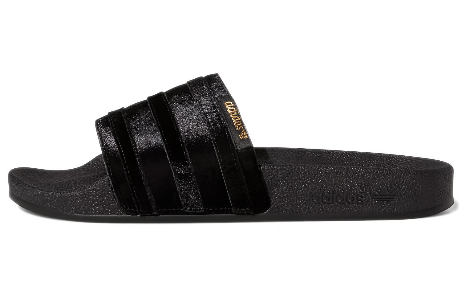 Adilette Women's Adidas Originals Slide 'Black Gold Metallic' Women's купить в интернет-магазине Yoocart с быстрой доставкой по России.