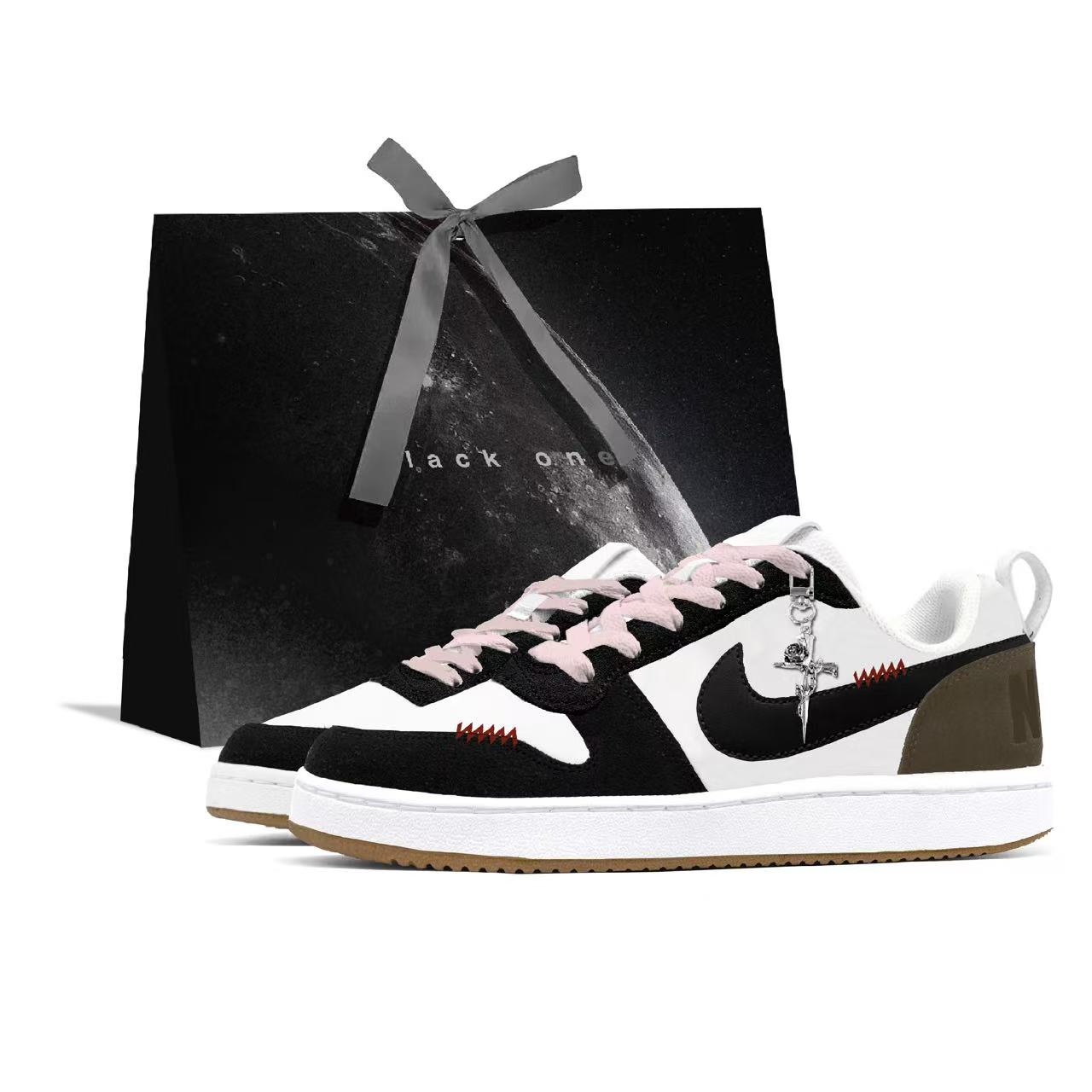 Nike Court Borough Skateboard Shoes Men's Low top Black/Brown
