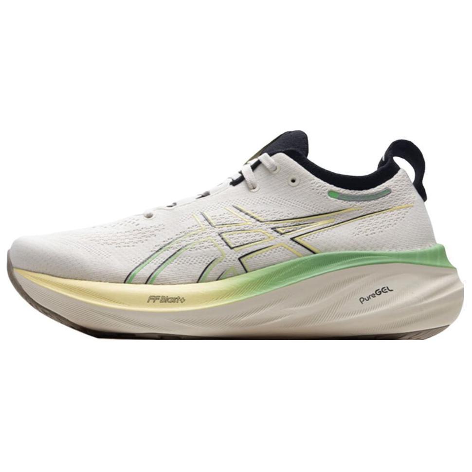 Asics GEL NIMBUS 26 Cushioning Abrasion Resistant Breathable Low Top Running Shoes Men's White Green