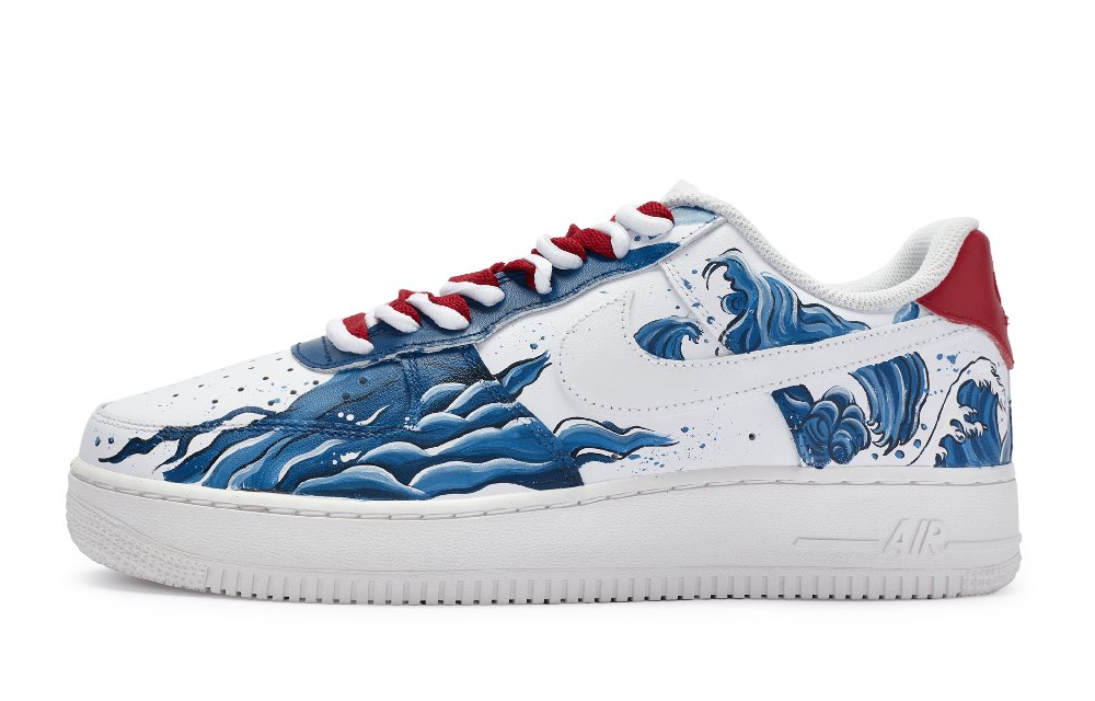 Nike Air Force 1 Low 811 Manufacturing, Yamashita Shiro Ame Low Top Skateboard Shoes GS White Blue Red