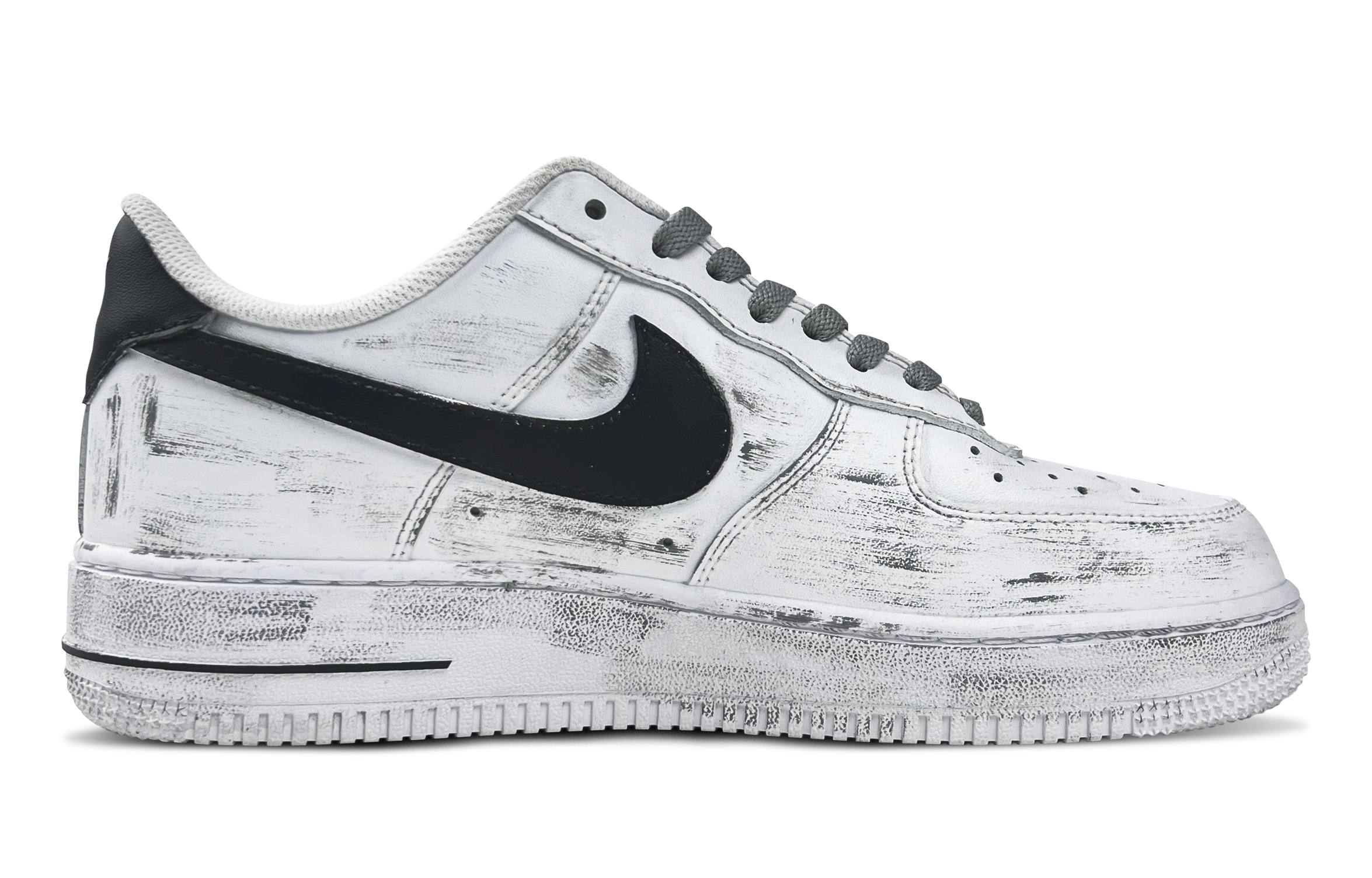 Nike Air Force 1 Imprint Abrasion Resistant Low Top Skateboard Shoes Men's Black White