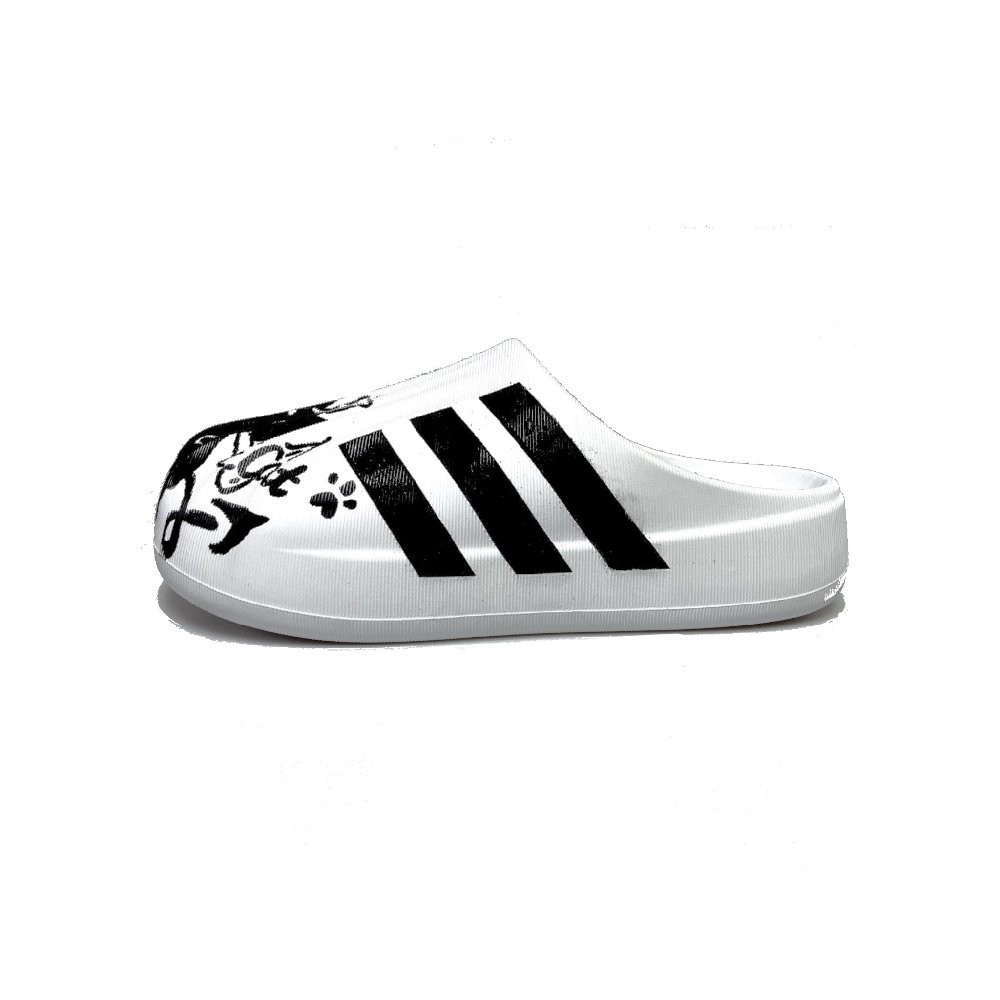 Adidas Originals Graffiti Odor-Resistant Abrasion-Resistant Slip-Resistant Wrap-toe Slippers Unisex Black White
