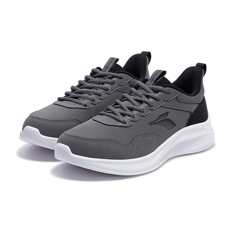 361° Cushioned Wear-Resistant Breathable Lightweight Low-Top Casual Running Shoes Men's Gray Black
