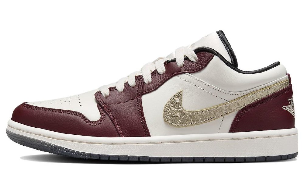 Jordan Air Jordan 1 Винтажные баскетбольные кроссовки Low Top Белый Красный Желтый Женские