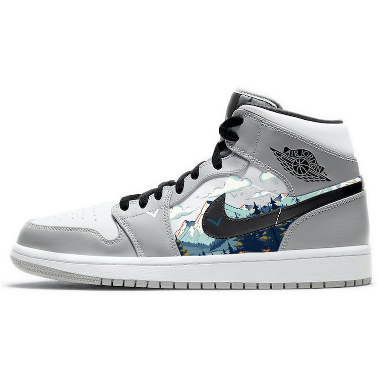 JORDAN Air JORDAN 1 Vintage Basketball Shoes Men Mid Top White/Gray