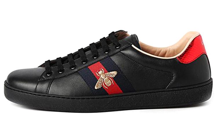 GUCCI Ace Black Bee Embroidered Sneakers