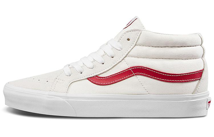 Vans SK8 Mid Stylish Lightweight Mid Top Casual Skate Shoes Unisex White Red